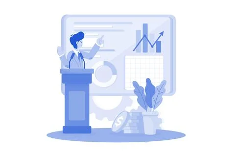 Businessman Presenting Data Analytics Stock Illustration