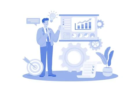 Businessman Presenting Data Analytics 스톡 일러스트