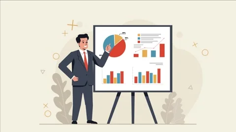 Businessman Presenting Data Analytics Report Animation Stock Footage 318730538