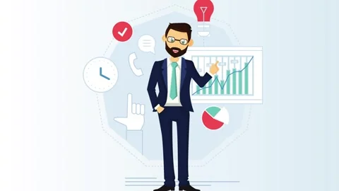 Businessman presenting data on screen. Stock Footage 334364466
