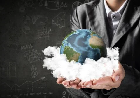 Businessman presenting Earth globe. Stock Photos