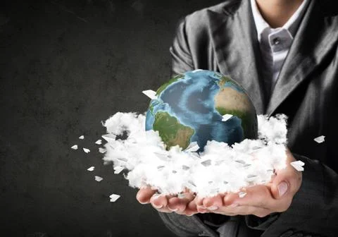 Businessman presenting Earth globe. Stock Photos