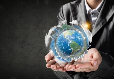 Businessman presenting Earth globe. Stock Photos