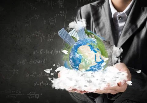 Businessman presenting Earth globe. Stock Photos