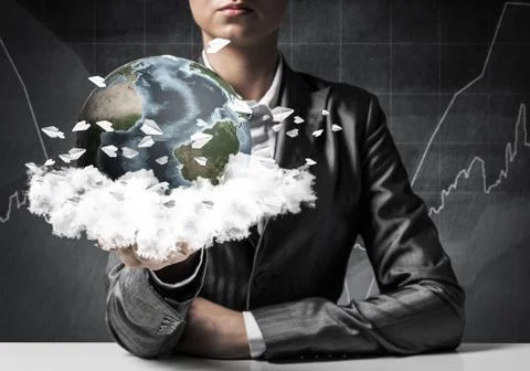 Businessman presenting Earth globe. Stock Photos