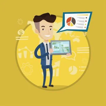 Businessman presenting report on tablet computer Illustrazione stock