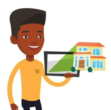 Businessman presenting report on tablet computer Stock Illustration