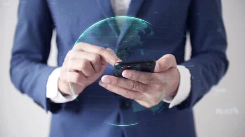 Businessman Presenting Technology in a shape of the globe Stock Footage 239019062