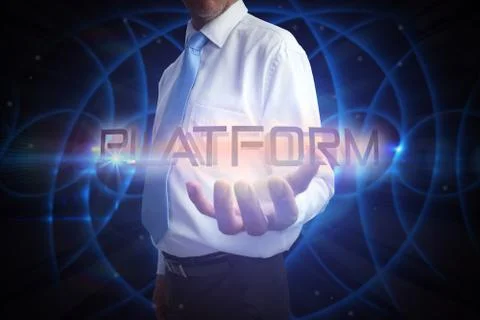 Businessman presenting the word platform Ilustração Stock