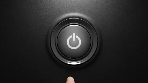 Businessman press the power button. Power on concept. 3D video Stock Footage 154012875