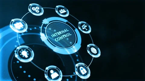 Businessman presses button internal control on virtual screens. Business, Tec 스톡 동영상 144359602