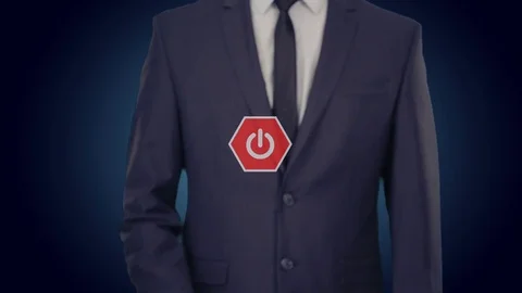 Businessman presses a button on the touch screen, turn the media. honeycomb Stock Footage 71210895