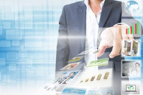 Businessman Pressing Button Stock Illustration