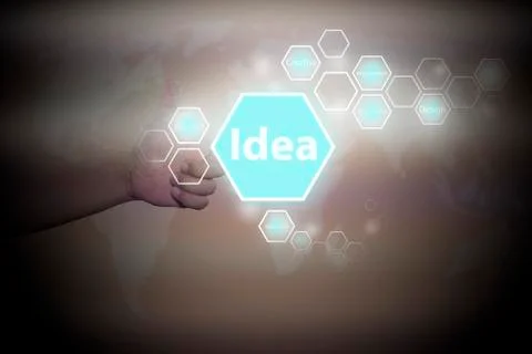 Businessman pressing button on touch screen interface and select  idea Stock Illustration