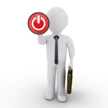 Businessman pressing the power button Stock Illustration