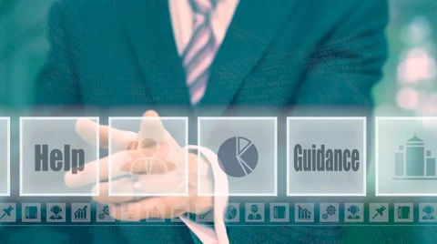 Businessman pressing a Solution concept button Stock Footage 65288782