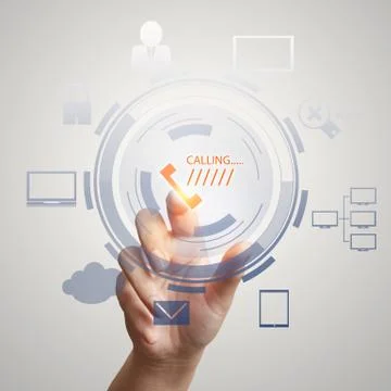 Businessman pressing support button on virtual screens  as concept Ilustración de archivo