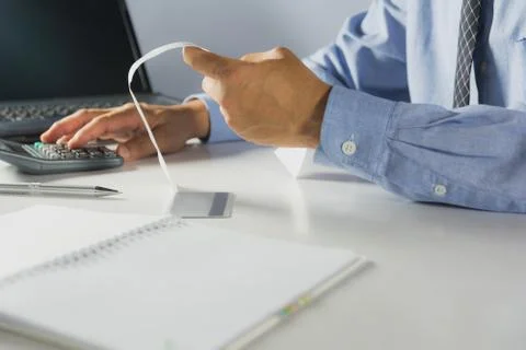 Businessman process and using calculator. Businessman working the project on  Stock Photos