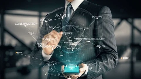 Businessman with Product Lifecycle Management Stock Footage