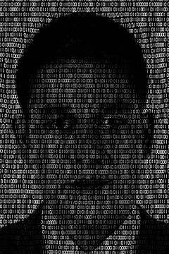 Businessman profile made with binary codes Stock Illustration