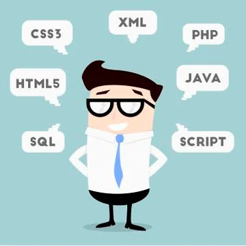 Businessman Programming Languages Stock Illustration