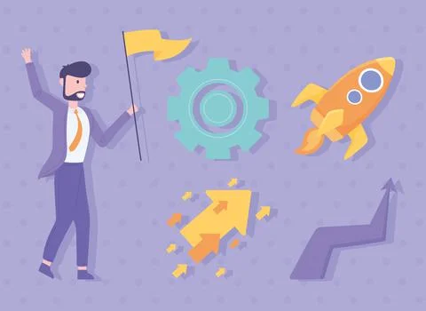 Businessman with progress Illustrazione stock