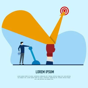 Businessman pull lever to press graph to go up towards target target 스톡 일러스트