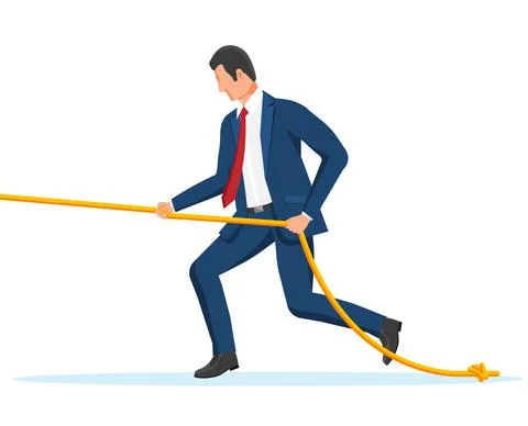 Businessman Pull of Rope Stock Illustration