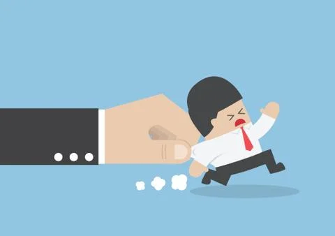 Businessman pulled by large hand Stock Illustration