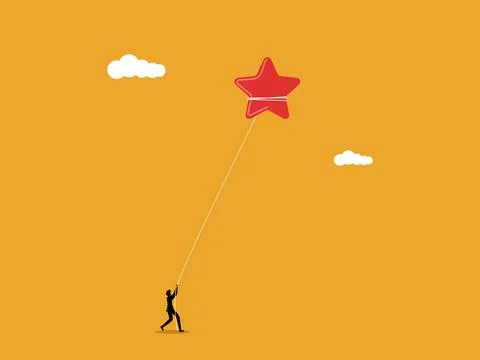 Businessman pulled the stars down from the sky Illustrazione stock