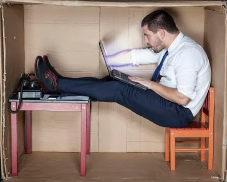 Businessman pulled into work Foto stock
