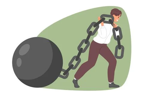 Businessman pulling heavy load and wanting to achieve goal in career and Stock Illustration