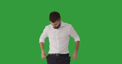 Businessman pulling out empty pockets and crying Stock Footage 109362263