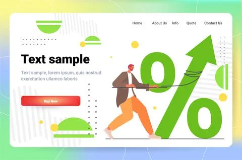Businessman pulling percent arrow increasing interest rate in market business Stock Illustration