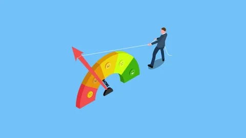 Businessman Pulling Rating Pointer Toward High Satisfaction Level 3d animat.. Stock Footage 327343312