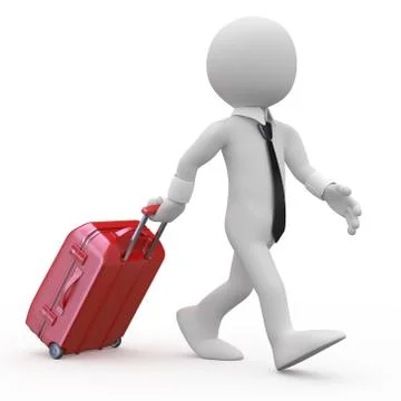 Businessman pulling a red trolley suitcase Stock Illustration