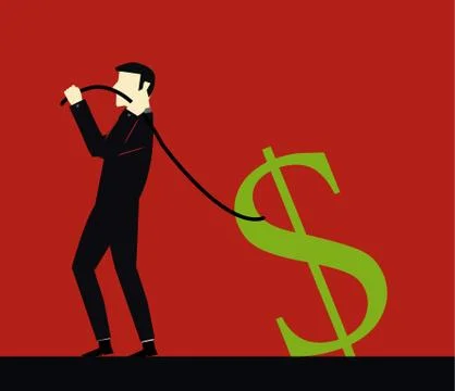 Businessman pulling a rope dollar Stock Illustration