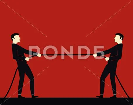 Businessman pulling a rope Stock Illustration