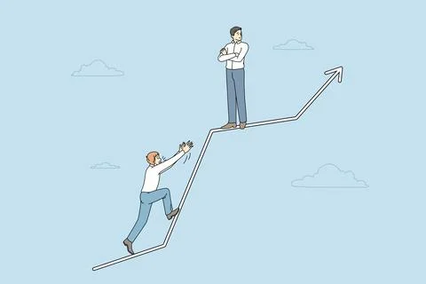 Businessman pulls a helping hand. The concept of betrayal in business, sabota Stock Illustration