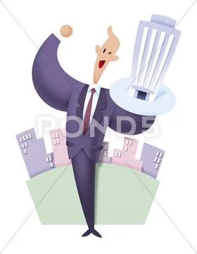 Businessman pumping fists Stock Illustration