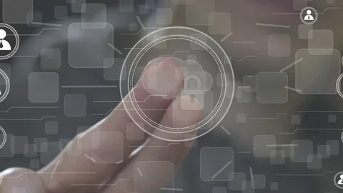 Businessman push button cloud lock network Stock Footage 72275898