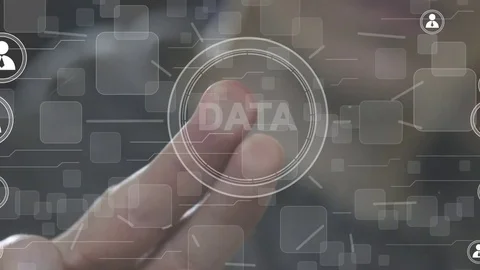 Businessman push button DATA network web icon Stock Footage 70318289