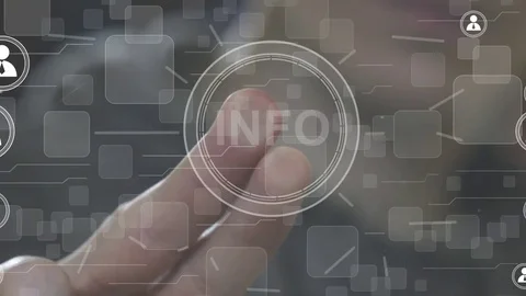 Businessman push button info network web icon Stock Footage 70171759