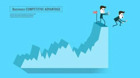 Businessman push competitor down from top graph. Stock Illustration