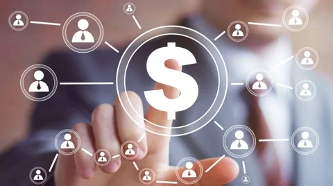 Businessman push virtual button with web dollar icon Stock Footage 52724322