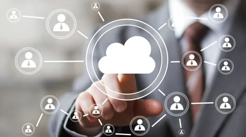 Businessman push web button cloud icon Stock Footage 53022742