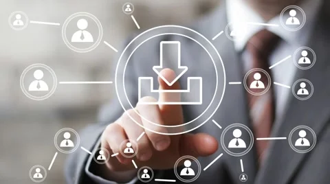 Businessman push web button download icon Stock Footage 53585794