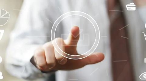 Businessman push web button download icon set Stock Footage 56820190