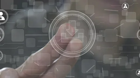 Businessman push web button download icon nrtwork Stock Footage 68198363