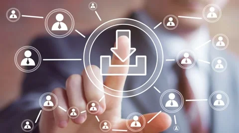 Businessman push web button sign download icon Stock Footage 53614378